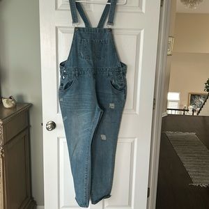 City Chic Distressed Overalls